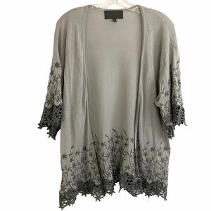 Sunday in Brooklyn Grey Embroidered Crochet Jacket